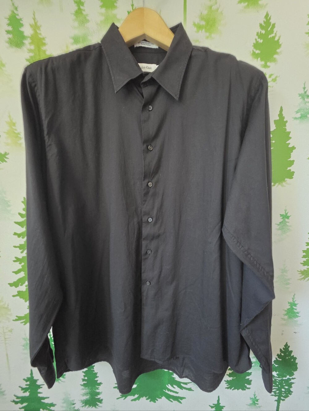 Calvin Klein Black Long-Sleeve Button-Up Shirt